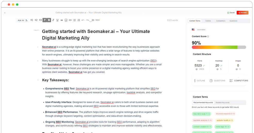 Advanced SEO editor interface